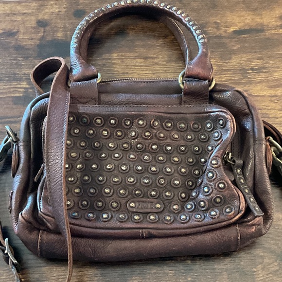 Frye Handbags - Frye Dark Brown Studded Leather Satchel
